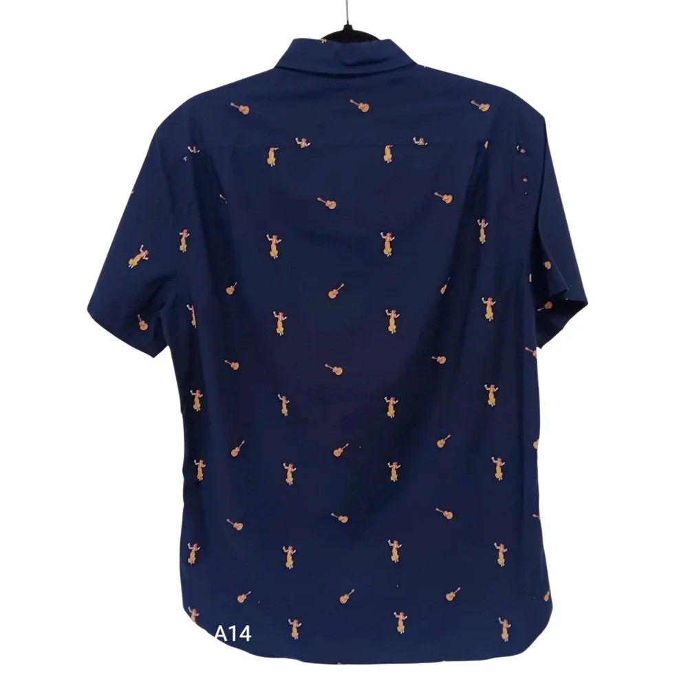 J. Crew Men's Hawaiian‎ Shirt Medium VTG Navy Blue Aloha Tropical Button